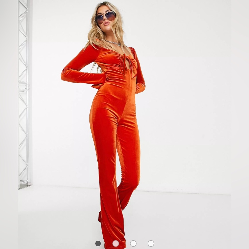 Daisy Street Orange Velvet 70’s Catsuit